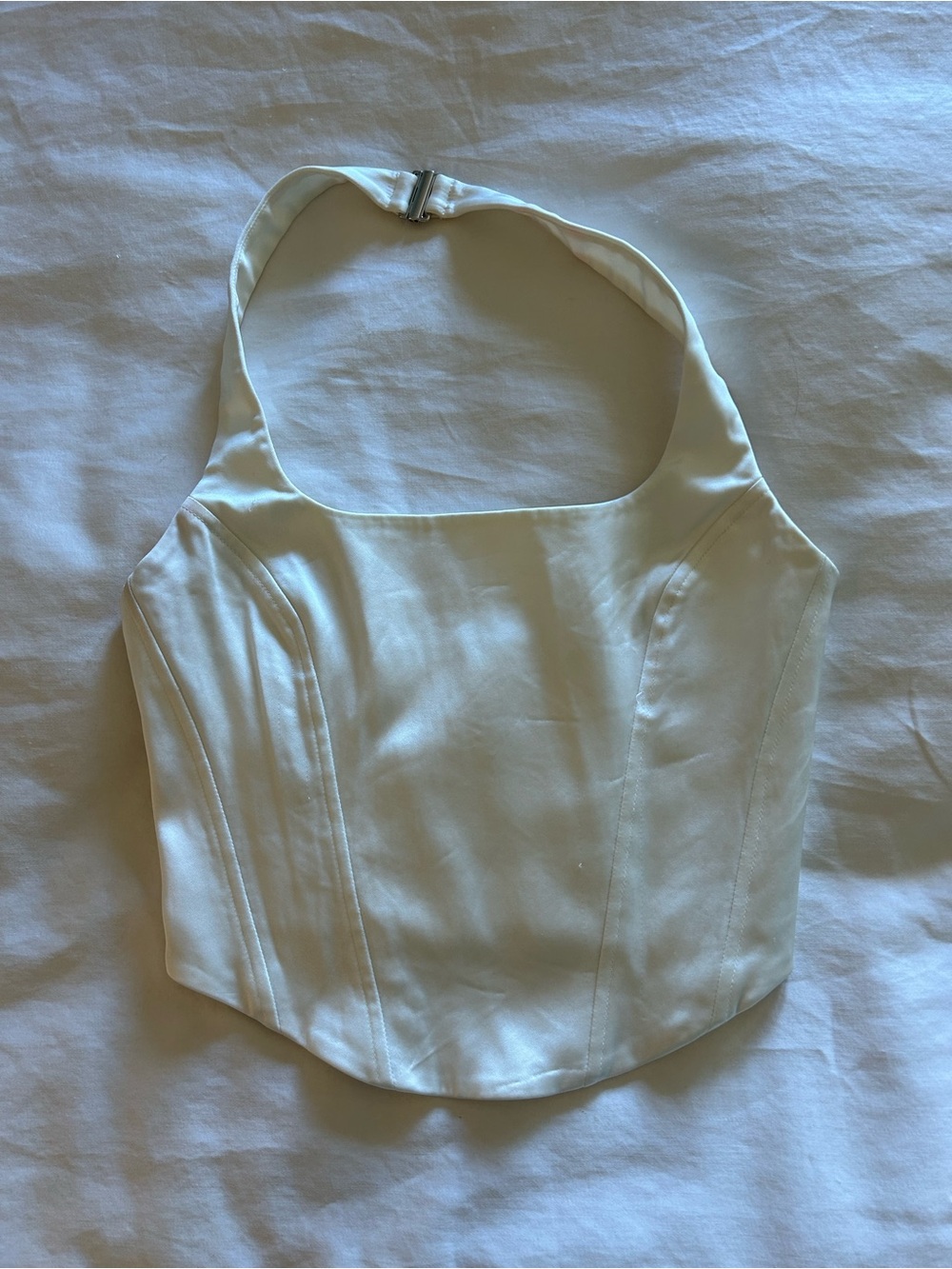 Aritzia Cream Halter Corset Crop Top